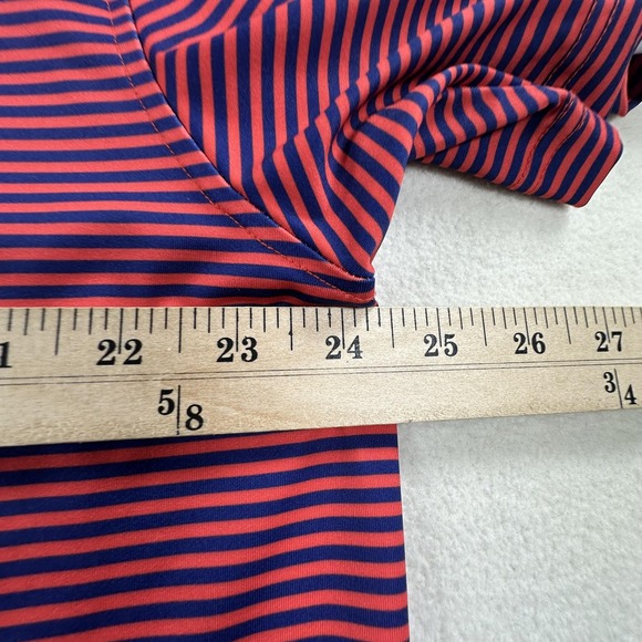 Birdie Retriever Polo Shirt Mens 2XL Red Blue Stripe Golf Performance Stretch - Picture 9 of 11